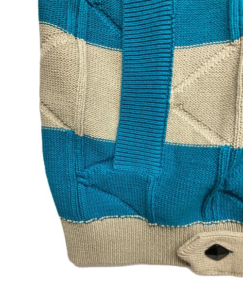 KIKO KOSTADINOV（キコ・コスタディノフ）KIKO KOSTADINOV (キコ・コスタディノフ) Merli Twinset Cardigan ブルー×ベージュ サイズ:48の古着・服飾アイテム