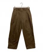 UNFOLKアンフォーク）の古着「Ventile gabardine 2tuck pants」｜ブラウン