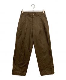 UNFOLK（アンフォーク）の古着「Ventile gabardine 2tuck pants」｜ブラウン