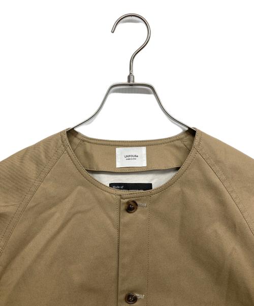 UNFOLK（アンフォーク）UNFOLK (アンフォーク) Ventile gabardine nocollar blouson ベージュ サイズ:2の古着・服飾アイテム
