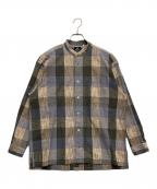 ISSEY MIYAKEイッセイミヤケ）の古着「90ｓ バンドカラーシャツ」｜ブラウン×ブルー