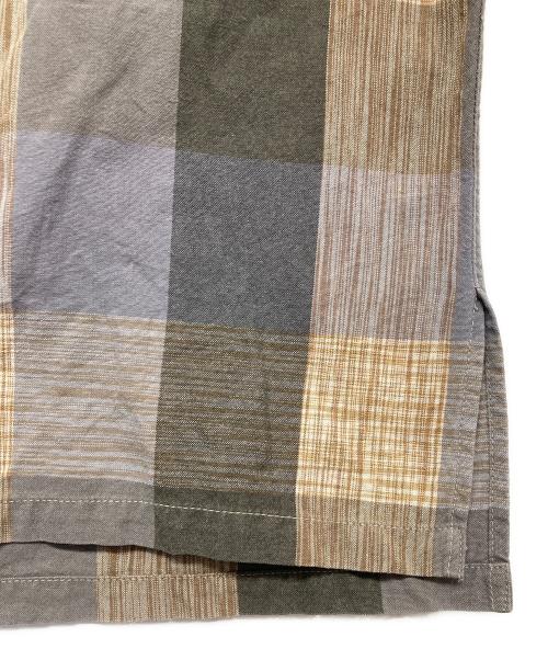 ISSEY MIYAKE（イッセイミヤケ）ISSEY MIYAKE (イッセイミヤケ) 90ｓ バンドカラーシャツ ブラウン×ブルー サイズ:Mの古着・服飾アイテム