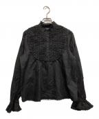 PINK HOUSEピンクハウス）の古着「フリルブラウス」｜ブラック