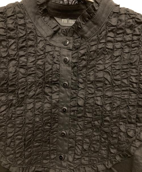 PINK HOUSE（ピンクハウス）PINK HOUSE (ピンクハウス) フリルブラウス ブラック サイズ:表記なしの古着・服飾アイテム