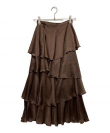 Snidel（スナイデル）の古着「サテンナローティアードスカート」｜ブラウン