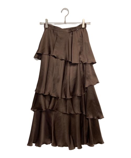 Snidel（スナイデル）Snidel (スナイデル) サテンナローティアードスカート ブラウンの古着・服飾アイテム