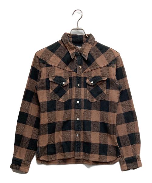 FLAT HEAD（フラット ヘッド）FLAT HEAD (フラット ヘッド) 長袖フランネルシャツ ブラウン サイズ:38の古着・服飾アイテム