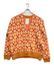 FACCIES（ファッチーズ）の古着「ジャガードニットカーディガン」｜オレンジ