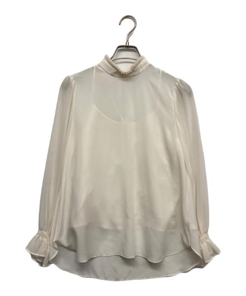 J&M DAVIDSON（ジェイ＆エム デヴィッドソン）J&M DAVIDSON (ジェイ＆エム デヴィッドソン) PLEATED COLLAR BLOUSE ホワイト サイズ:6の古着・服飾アイテム
