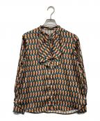 ANAYIアナイ）の古着「総柄ボウタイブラウス」｜グリーン