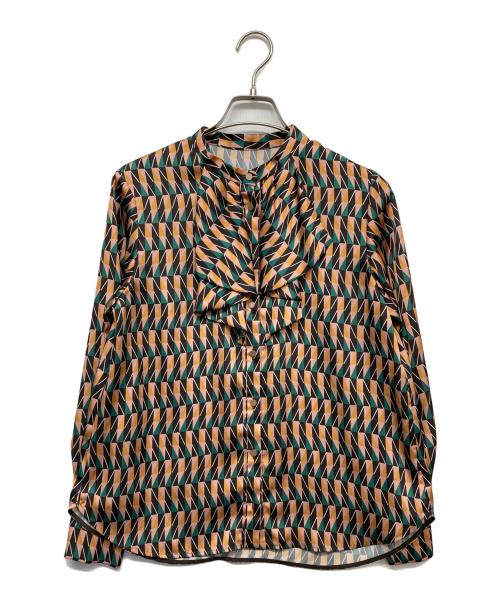 ANAYI（アナイ）ANAYI (アナイ) 総柄ボウタイブラウス グリーン サイズ:36の古着・服飾アイテム