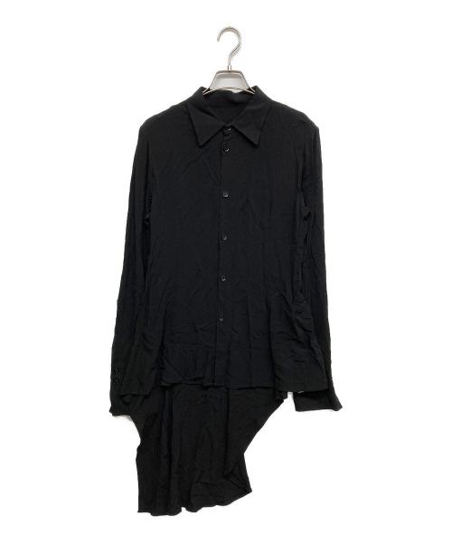 yohji yamamoto+noir（ヨウジヤマモトプリュスノアール）yohji yamamoto+Noir (ヨウジヤマモトプリュスノアール) レーヨンデザインシャツ ブラック サイズ:1の古着・服飾アイテム
