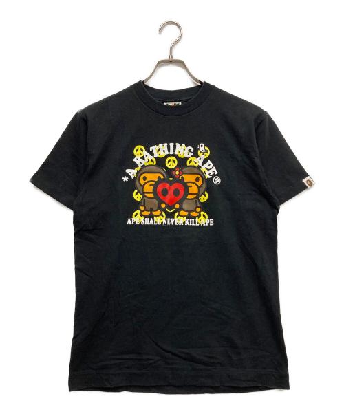 A BATHING APE（アベイシングエイプ）A BATHING APE (アベイシングエイプ) プリントTシャツ ブラック サイズ:Mの古着・服飾アイテム
