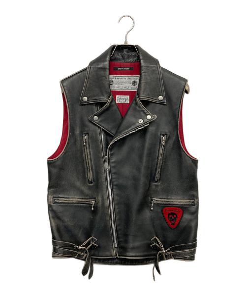 gauntlets（ガントレッツ）gauntlets (ガントレッツ) ライダースレザーベスト ブラック サイズ:Lの古着・服飾アイテム