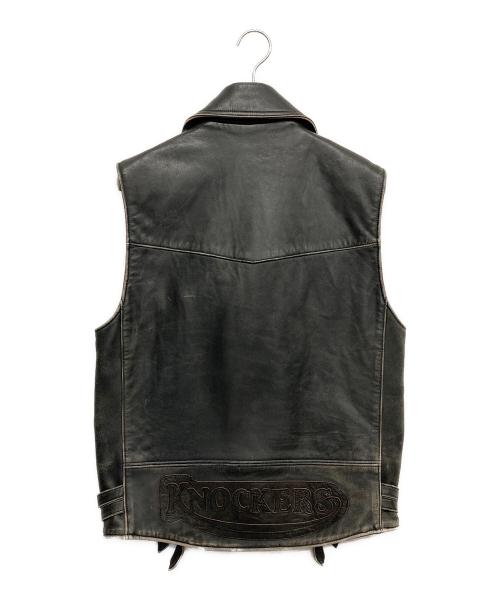 gauntlets（ガントレッツ）gauntlets (ガントレッツ) ライダースレザーベスト ブラック サイズ:Lの古着・服飾アイテム