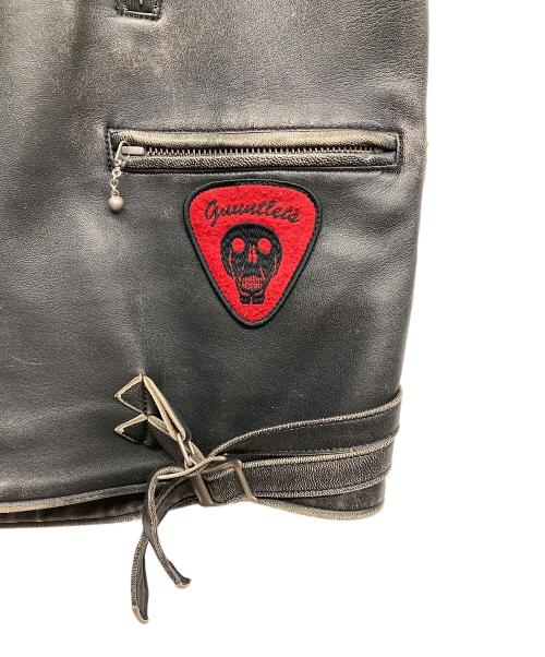 gauntlets（ガントレッツ）gauntlets (ガントレッツ) ライダースレザーベスト ブラック サイズ:Lの古着・服飾アイテム
