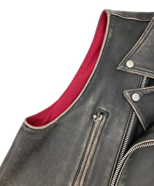 gauntlets（ガントレッツ）gauntlets (ガントレッツ) ライダースレザーベスト ブラック サイズ:Lの古着・服飾アイテム
