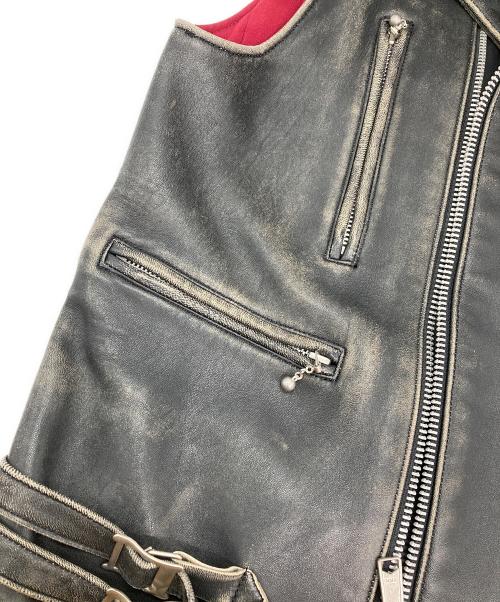 gauntlets（ガントレッツ）gauntlets (ガントレッツ) ライダースレザーベスト ブラック サイズ:Lの古着・服飾アイテム