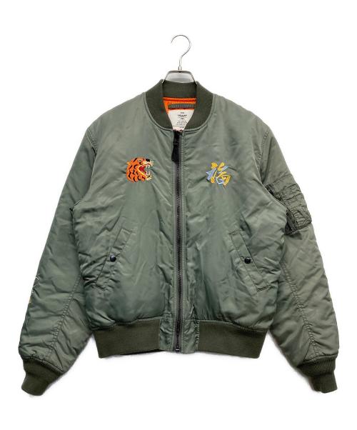 HOUSTON（ヒューストン）HOUSTON (ヒューストン) VIETNAM MA-1ジャケット グリーン サイズ:Mの古着・服飾アイテム
