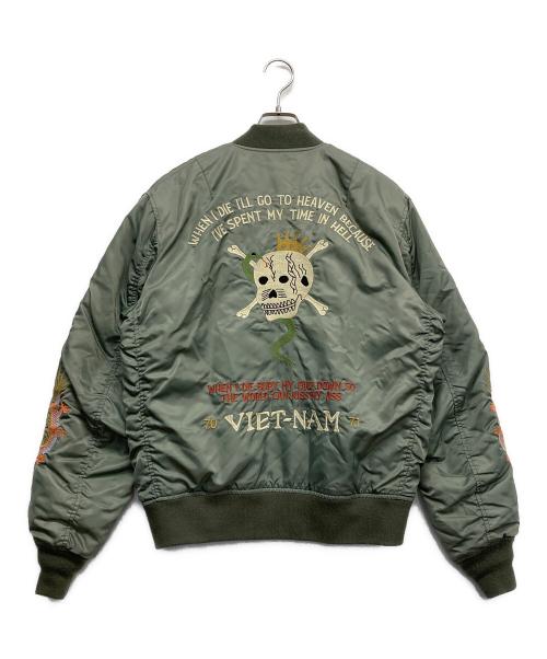 HOUSTON（ヒューストン）HOUSTON (ヒューストン) VIETNAM MA-1ジャケット グリーン サイズ:Mの古着・服飾アイテム