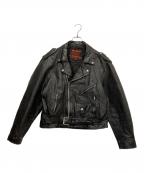 HOT LEATHERSホットレザーズ）の古着「ライダースレザージャケット」｜ブラック