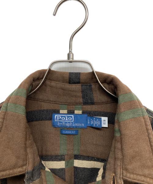 POLO RALPH LAUREN（ポロ・ラルフローレン）POLO RALPH LAUREN (ポロ・ラルフローレン) クラシック フィット フランネル ユーティリティ シャツ ブラウン サイズ:Lの古着・服飾アイテム