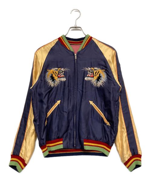 東洋エンタープライズ（トウヨウエンタープライズ）東洋エンタープライズ (トウヨウエンタープライズ) 笹虎×舞妓 リバーシブルサテンスカジャン ネイビー×ピンク サイズ:Sの古着・服飾アイテム