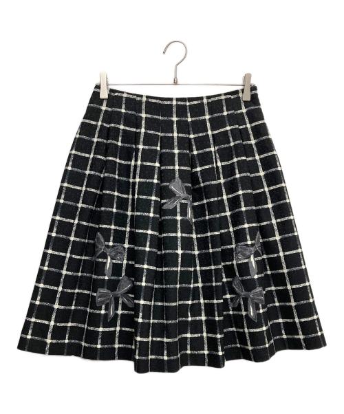 M'S GRACY（エムズグレイシー）M'S GRACY (エムズグレイシー) リボンチェックスカート ブラック サイズ:40の古着・服飾アイテム