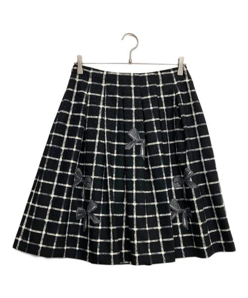M'S GRACY（エムズグレイシー）M'S GRACY (エムズグレイシー) リボンチェックスカート ブラック サイズ:40の古着・服飾アイテム