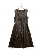 M'S GRACYエムズグレイシー）の古着「フリルノースリーブワンピース」｜ブラウン