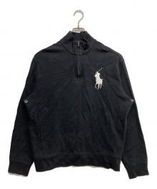 POLO RALPH LAUREN（ポロ・ラルフローレン）の古着「ハーフジップスウェット」｜ブラック