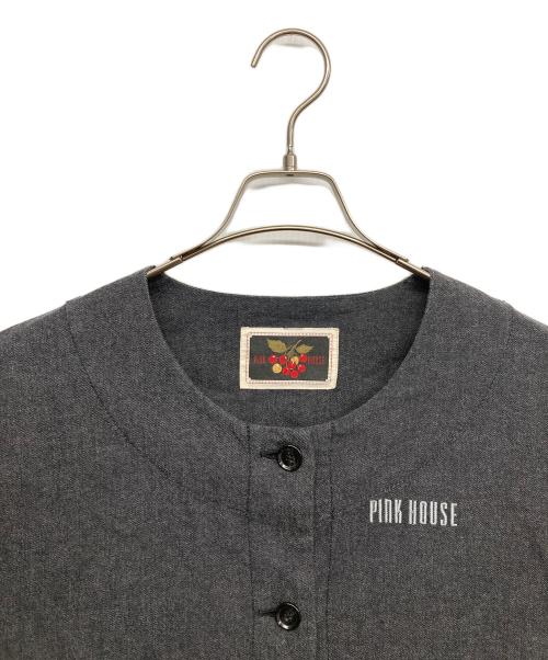 PINK HOUSE（ピンクハウス）PINK HOUSE (ピンクハウス) ロゴ刺繍デニムワンピース グレー サイズ:無しの古着・服飾アイテム