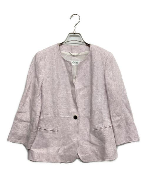 MaxMara（マックスマーラ）MaxMara (マックスマーラ) ノーカラージャケット ピンク サイズ:42の古着・服飾アイテム