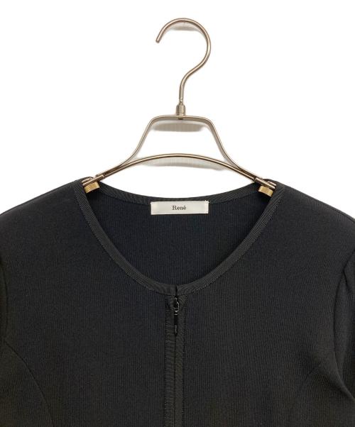 Rene（ルネ）Rene (ルネ) ジップアップニットワンピース ブラック サイズ:38の古着・服飾アイテム