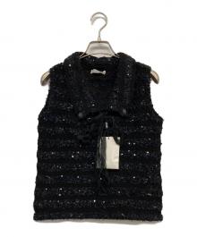 Rene（ルネ）の古着「スパンコールノースリーブニット」｜ブラック