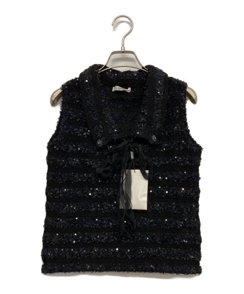 Rene（ルネ）Rene (ルネ) スパンコールノースリーブニット ブラック サイズ:38 未使用品の古着・服飾アイテム