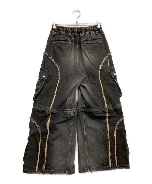 VIVAMUS（ヴィヴァムス）vivamus (ヴィヴァムス) SPLIT DENIM CARGO PANTS ブラック サイズ:FREEの古着・服飾アイテム