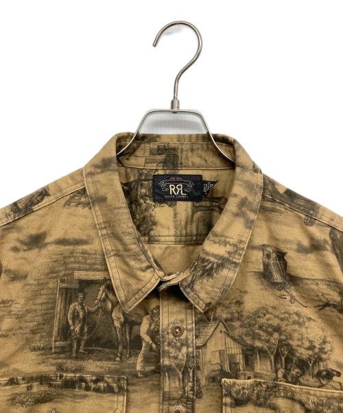 RRL（ダブルアールエル）RRL (ダブルアールエル) エクエステリアンプリントモールスキンワークシャツ ブラウン サイズ:XLの古着・服飾アイテム
