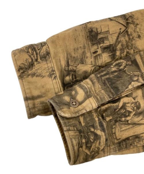 RRL（ダブルアールエル）RRL (ダブルアールエル) エクエステリアンプリントモールスキンワークシャツ ブラウン サイズ:XLの古着・服飾アイテム