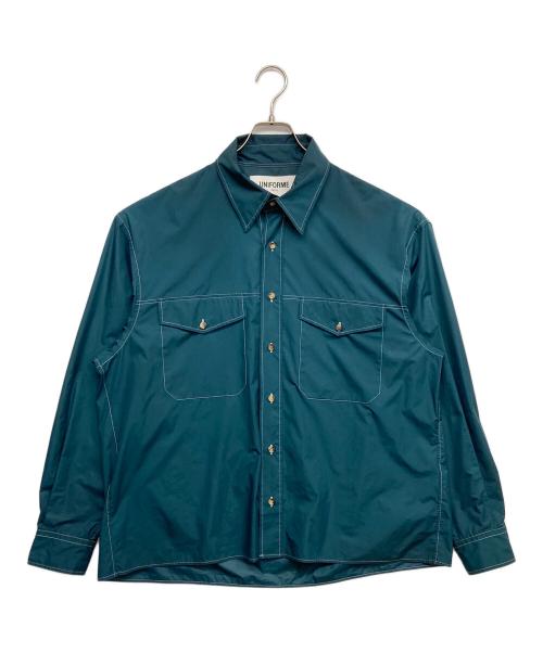 UNIFORME PARIS（ユニフォーム パリ）UNIFORME PARIS (ユニフォーム パリ) ナイロンL/Sシャツ グリーン サイズ:Mの古着・服飾アイテム