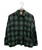 sancaサンカ）の古着「オンブレチェックウールシャツ」｜グリーン