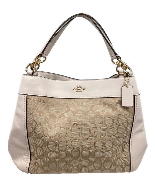 COACH（コーチ）COACH (コーチ) シグネチャー2WAYバッグ ベージュの古着・服飾アイテム