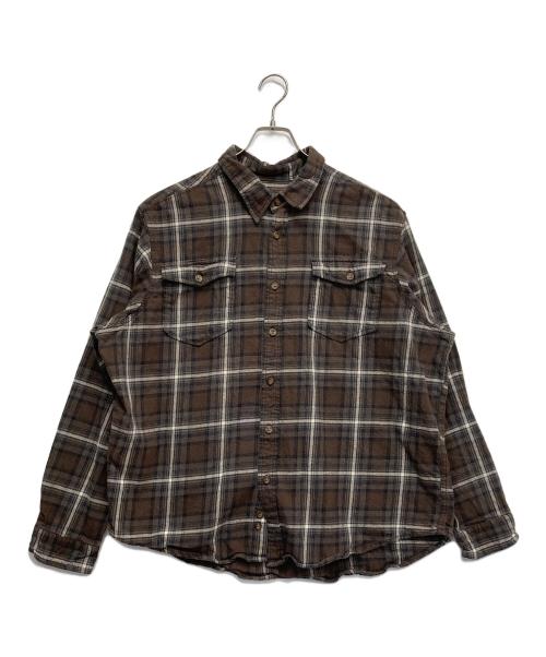 Eddie Bauer（エディーバウアー）Eddie Bauer (エディーバウアー) ワイドチェックネルシャツ ブラウン サイズ:XXLの古着・服飾アイテム