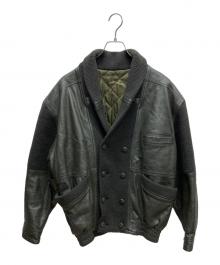 LANCEL（ランセル）の古着「レザー切替ジャケット」｜カーキ