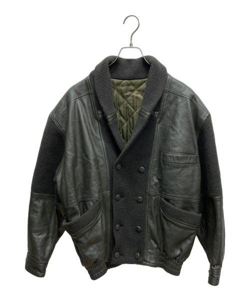 LANCEL（ランセル）LANCEL (ランセル) レザー切替ジャケット カーキ サイズ:Lの古着・服飾アイテム