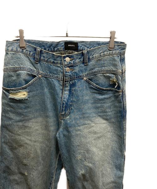BREATH（ブレス）BREATH (ブレス) ダメージ加工ワイドデニムパンツ ブルー サイズ:Lの古着・服飾アイテム
