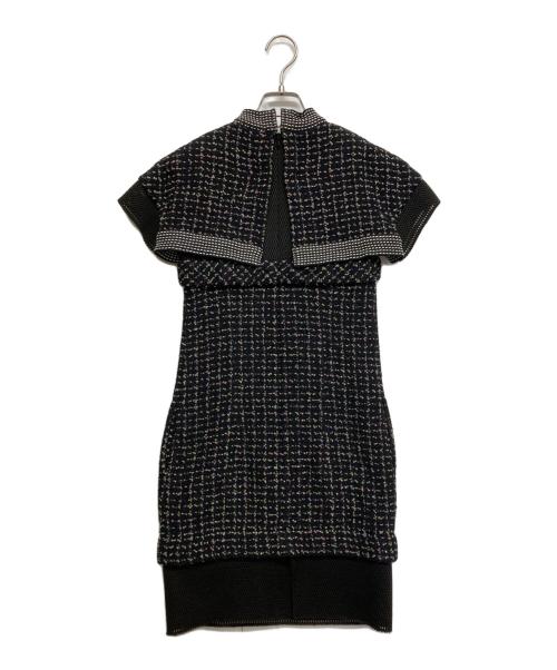 CHANEL（シャネル）CHANEL (シャネル) ツイード メッシュ 切り替えワンピース ブラック サイズ:34の古着・服飾アイテム