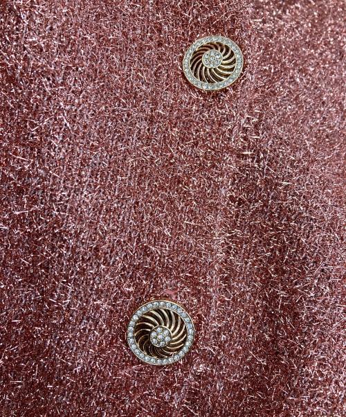 Loulou Willoughby（ルルウィルビー）Loulou Willoughby (ルルウィルビー) フィルムラメミドルカーディガン レッド サイズ:2の古着・服飾アイテム