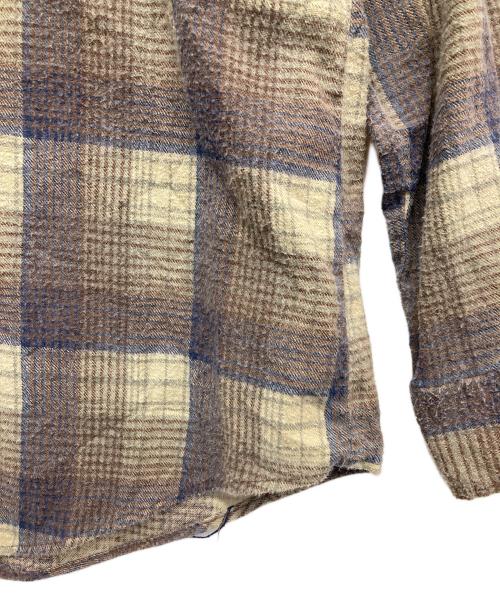 Sears（シアーズ）Sears (シアーズ) ワイドチェックシャツ ネイビー×ブラウン サイズ:XLの古着・服飾アイテム