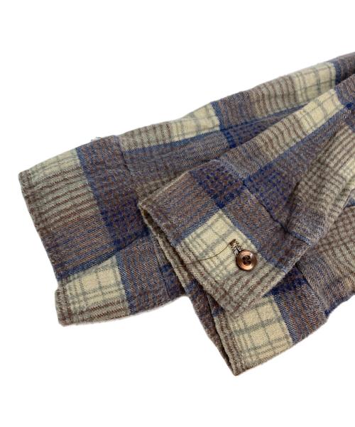 Sears（シアーズ）Sears (シアーズ) ワイドチェックシャツ ネイビー×ブラウン サイズ:XLの古着・服飾アイテム